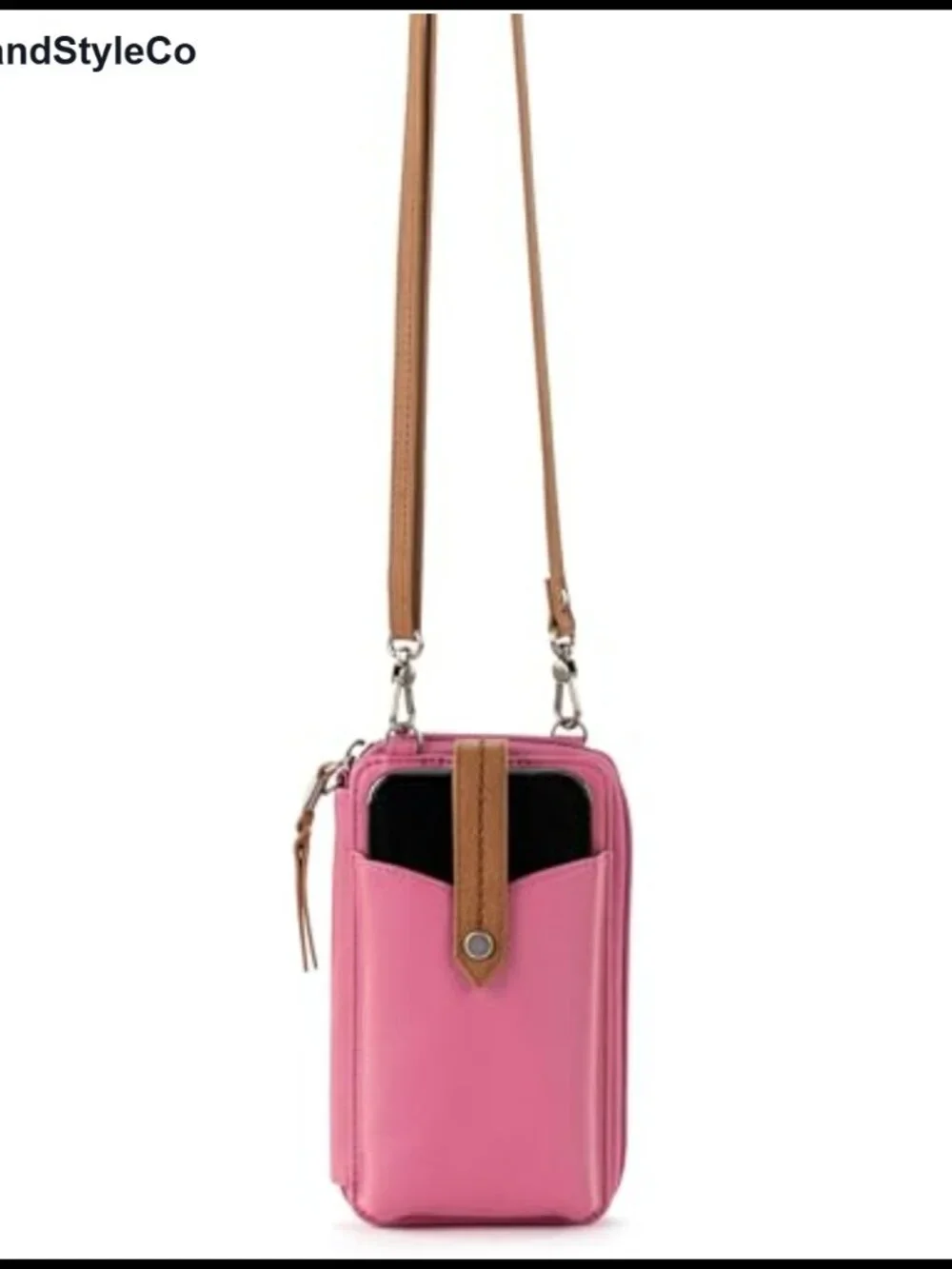 Vegan Leather Crossbody Bag Smartphone Pocket Adjustable Strap Handbag